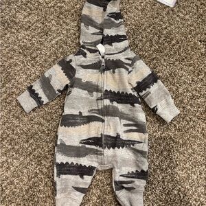 Carter's Gray and Black Footies One Piece with Hood